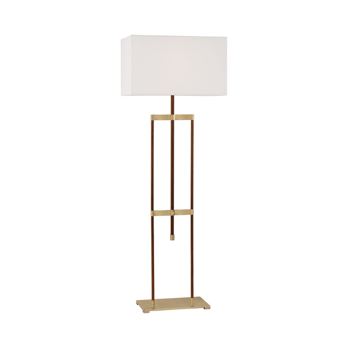 Alda Floor Lamp in Antique-Burnished Brass/Walnut.