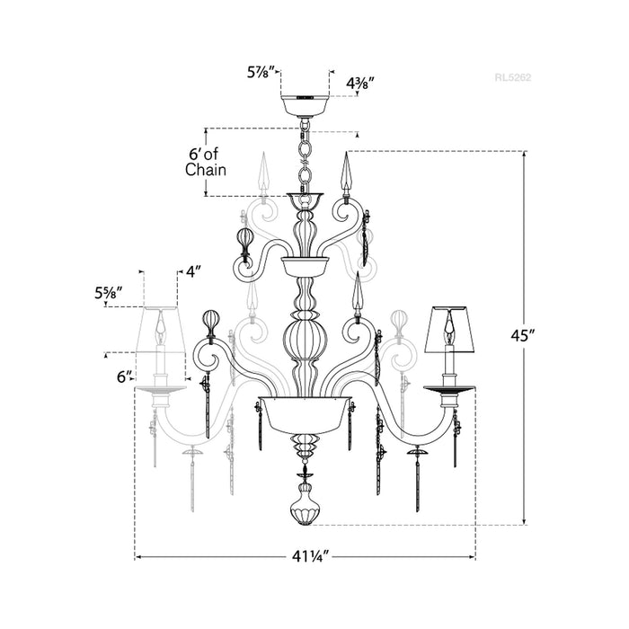 Alexandra Chandelier - line drawing.