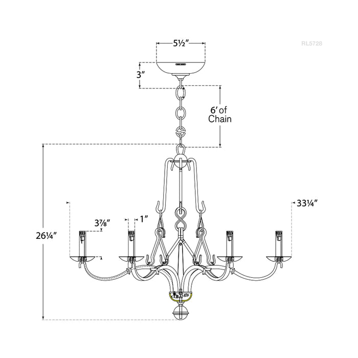 Allegra Chandelier - line drawing.