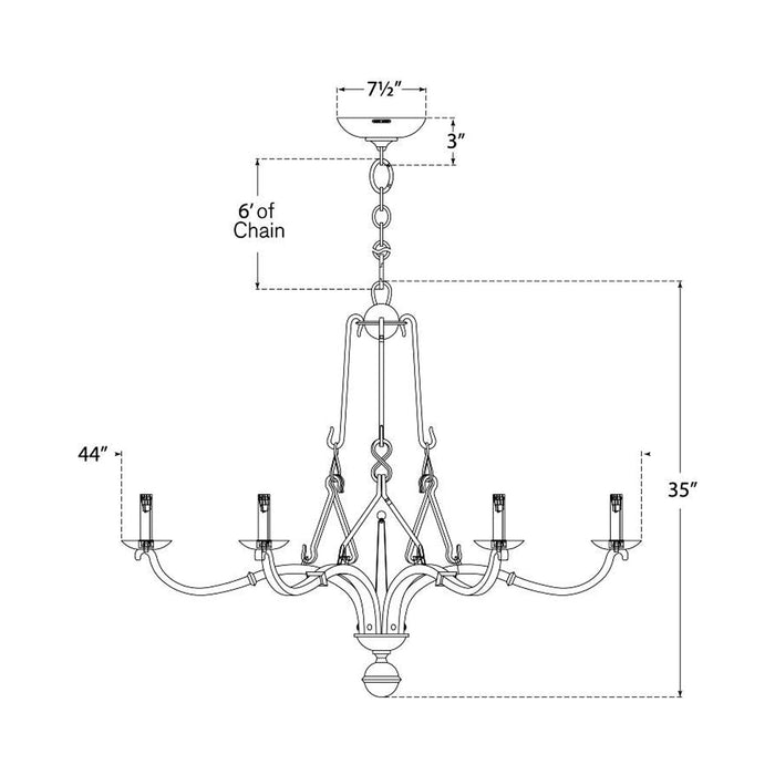 Allegra Chandelier - line drawing.