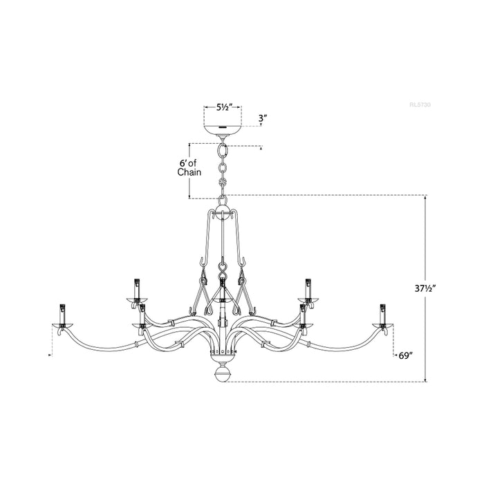 Allegra Chandelier - line drawing.