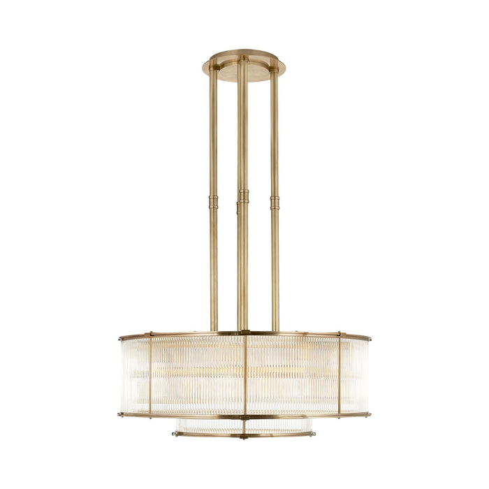 Allen Tiered Chandelier in Natural Brass.