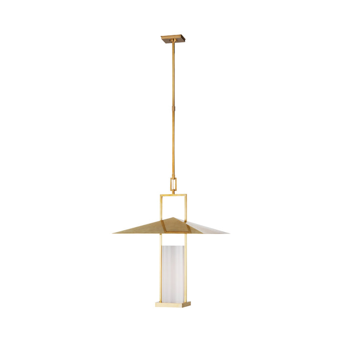 Amity Pendant Light in Antique-Burnished Brass (White Glass/23-Inch).