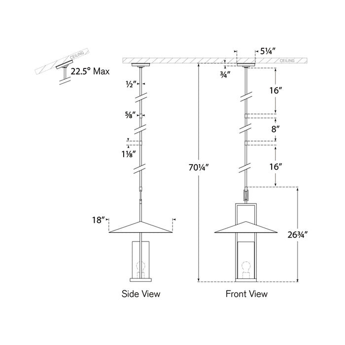 Amity Pendant Light - line drawing.