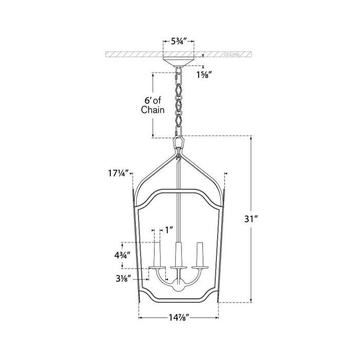 Ancaster Pendant Light - line drawing.