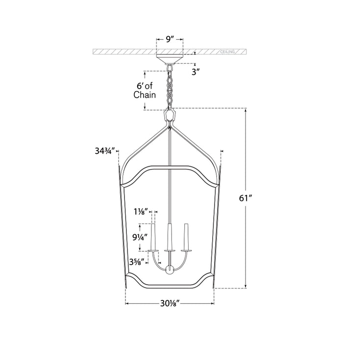 Ancaster Pendant Light - line drawing.