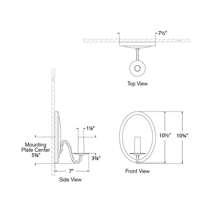 Ancram Wall Light - line drawing.