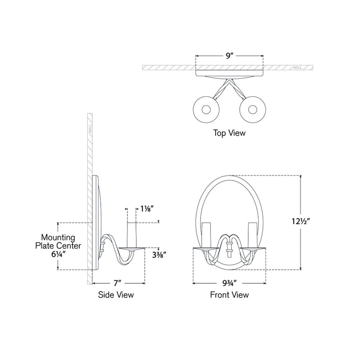 Ancram Wall Light - line drawing.