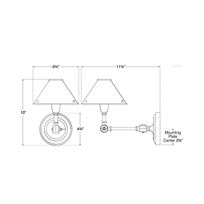 Anette Wall Light - line drawing.