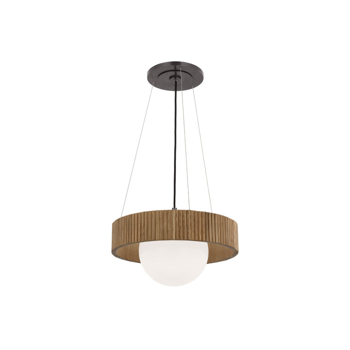 Arena Chandelier in Bronze/White Glass (Natural Oak/18-Inch).