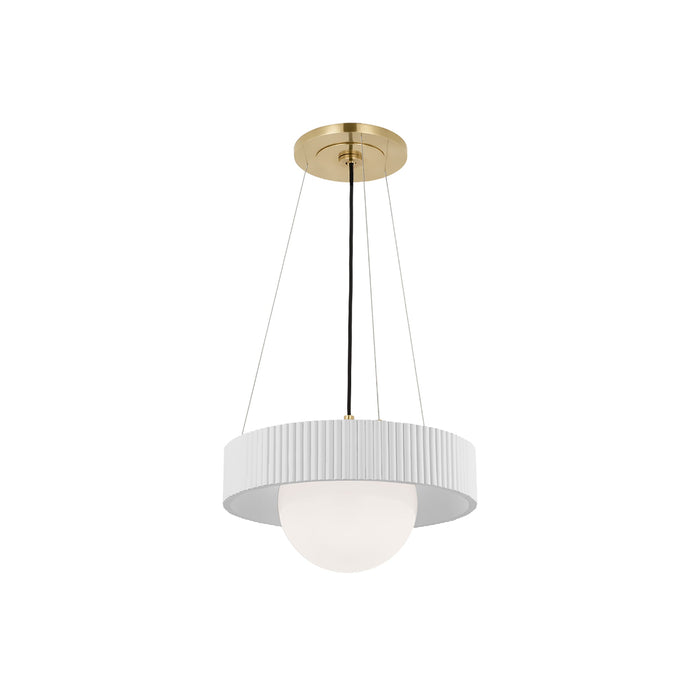 Arena Chandelier in Hand-Rubbed Antique Brass/White Glass (Matte White/18-Inch).