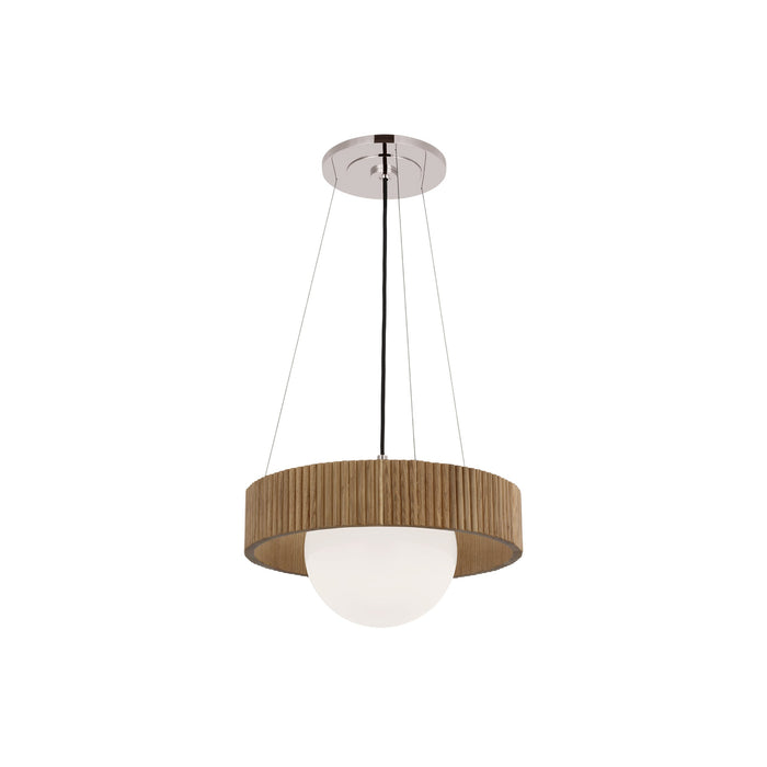 Arena Chandelier in Polished Nickel/White Glass (Natural Oak/18-Inch).