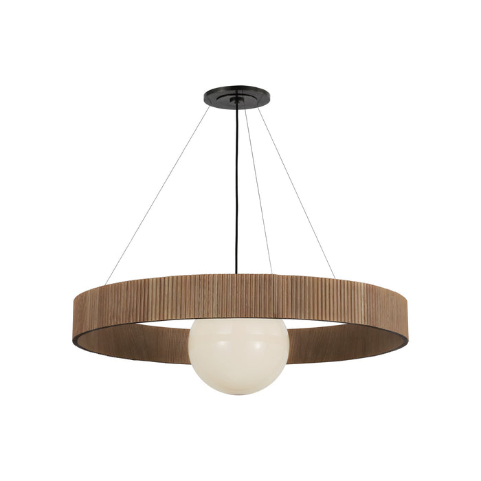 Arena Chandelier in Bronze/White Glass (Natural Oak/42-Inch).