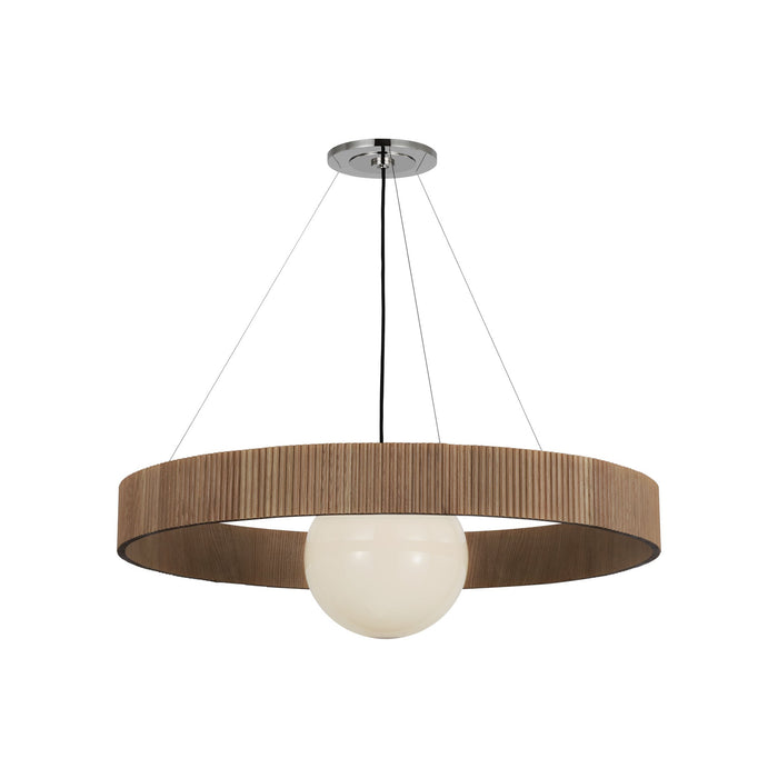 Arena Chandelier in Polished Nickel/White Glass (Natural Oak/42-Inch).