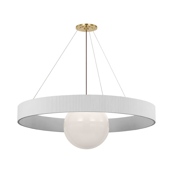 Arena Chandelier in Hand-Rubbed Antique Brass/White Glass (Matte White/53-Inch).