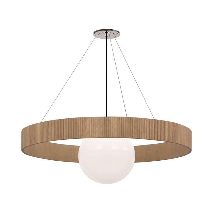 Arena Chandelier in Polished Nickel/White Glass (Natural Oak/53-Inch).