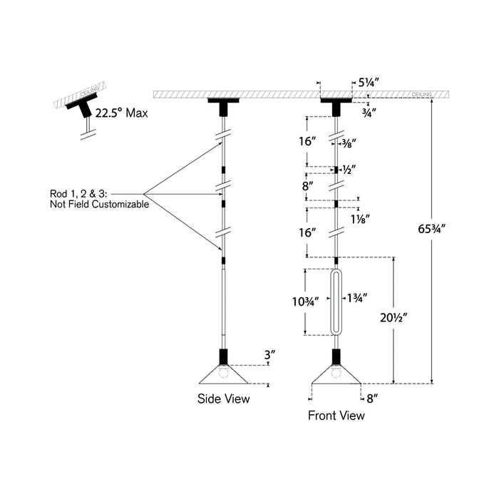 Argo Pendant Light - line drawing.