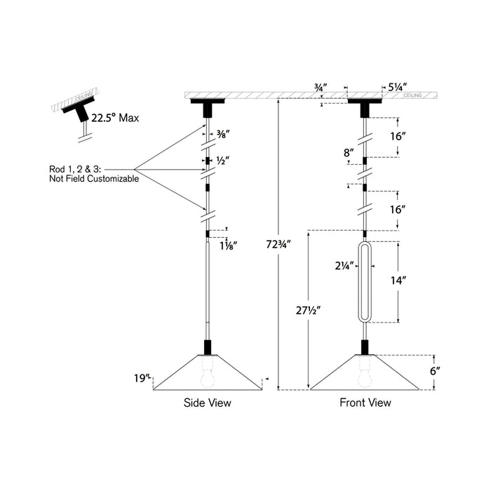 Argo Pendant Light - line drawing.