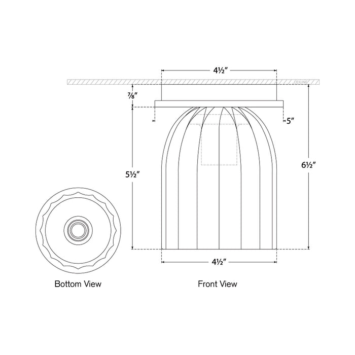 Asalea Flush Mount Ceiling Light - line drawing.