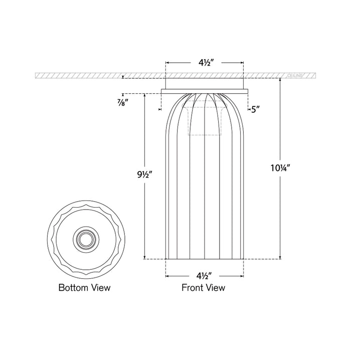 Asalea Flush Mount Ceiling Light - line drawing.