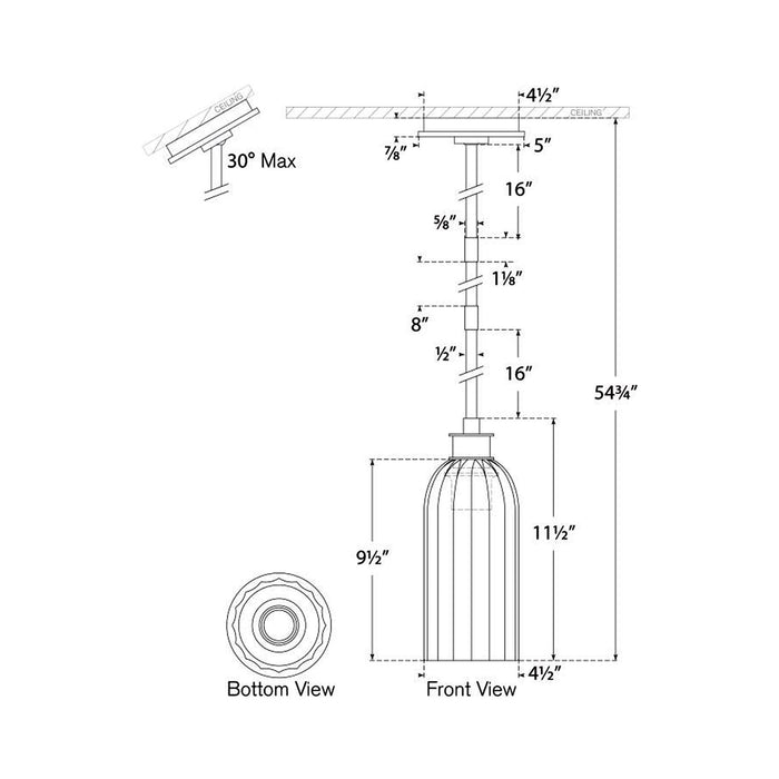 Asalea Pendant Light - line drawing.