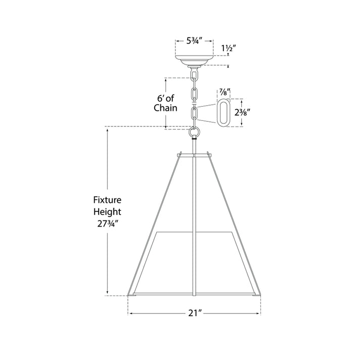 Aspen Conical Pendant Light - line drawing.