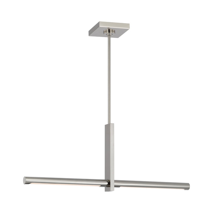 Axis 24-Inch LED Linear Pendant Light in Polished Nickel.