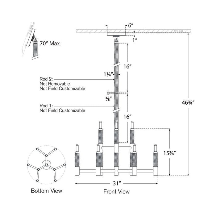 Barrett Chandelier - line drawing.