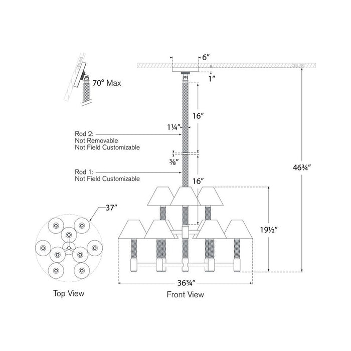 Barrett Chandelier - line drawing.