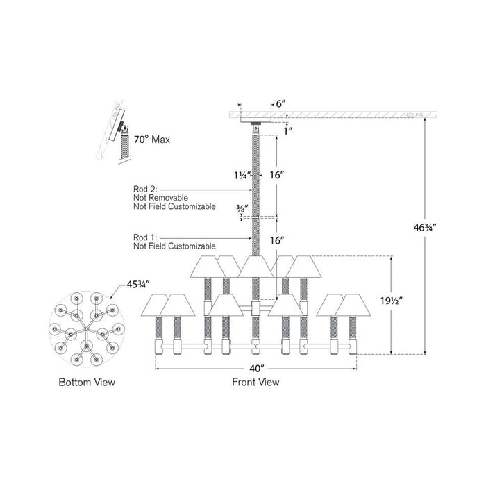 Barrett Chandelier - line drawing.