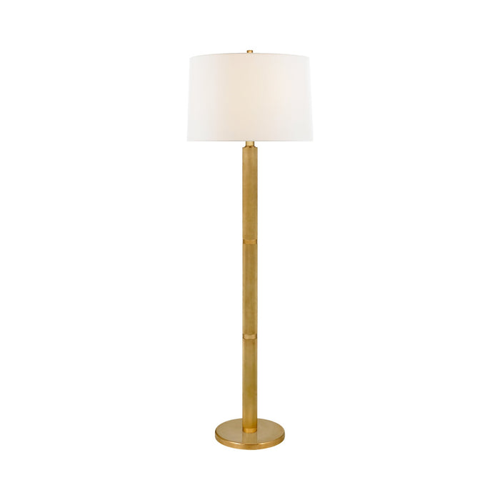 Barrett Floor Lamp in Natural Brass.