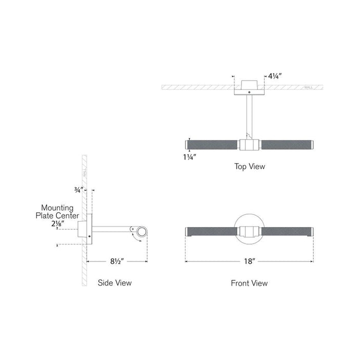 Barrett LED Picture Light - line drawing.