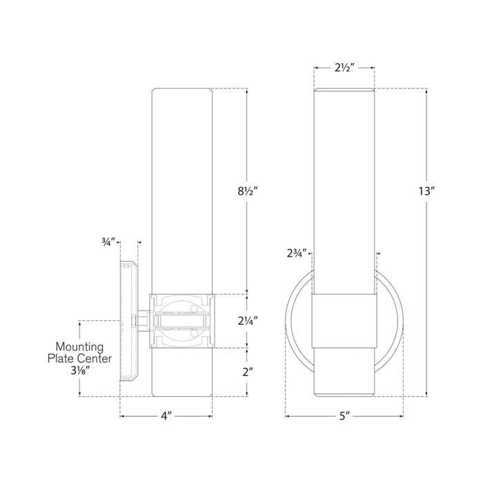 Barton LED Bath Wall Light - line drawing.