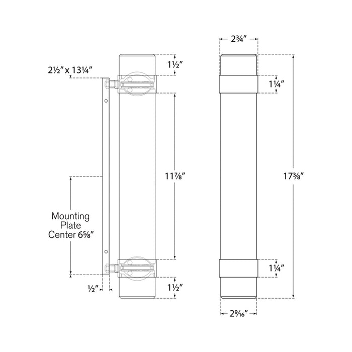 Barton Vertical LED Bath Wall Light - line drawing.