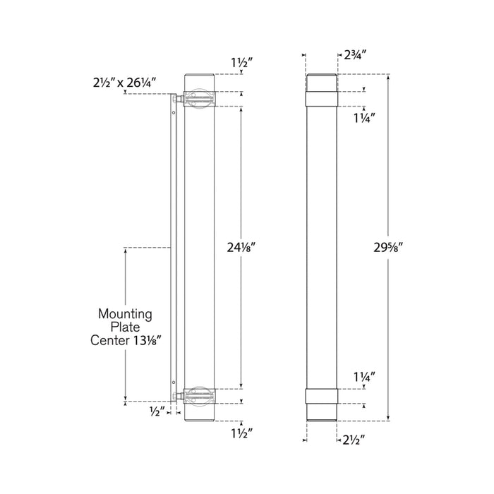 Barton Vertical LED Bath Wall Light - line drawing.