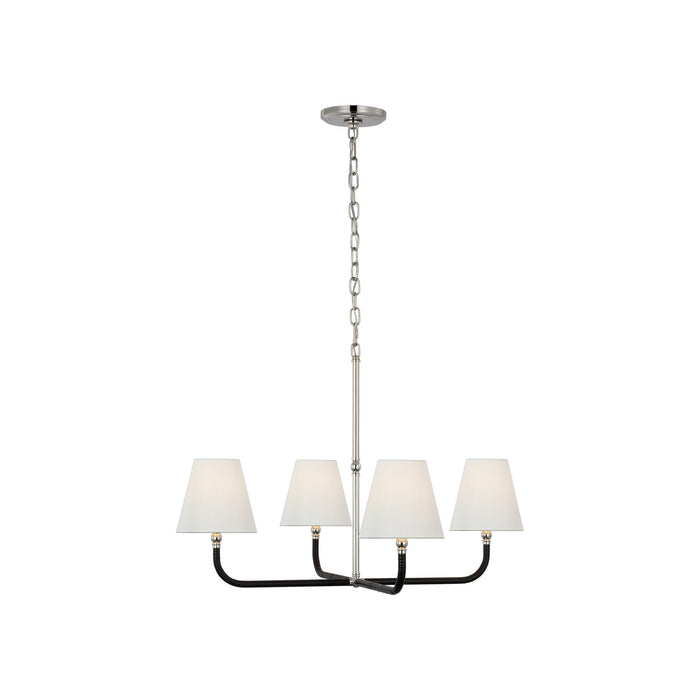 Basden Chandelier in Polished Nickel/Black Rattan (Medium).