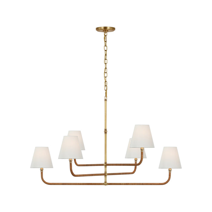 Basden Chandelier in Antique-Burnished Brass/Natural Rattan (X-Large).