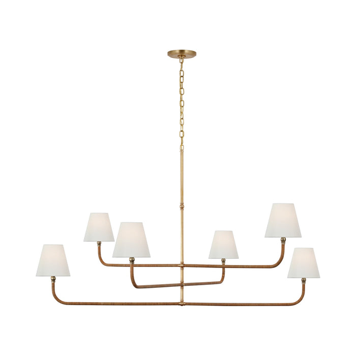 Basden Chandelier in Antique-Burnished Brass/Natural Rattan (Grande).