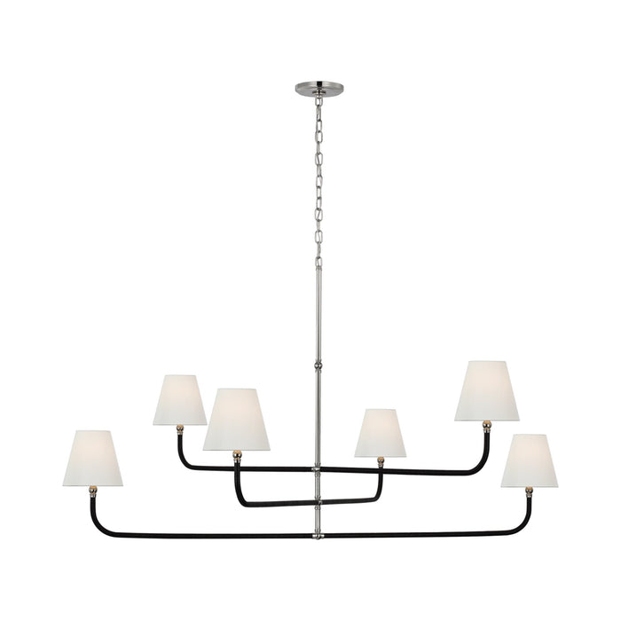 Basden Chandelier in Polished Nickel/Black Rattan (Grande).