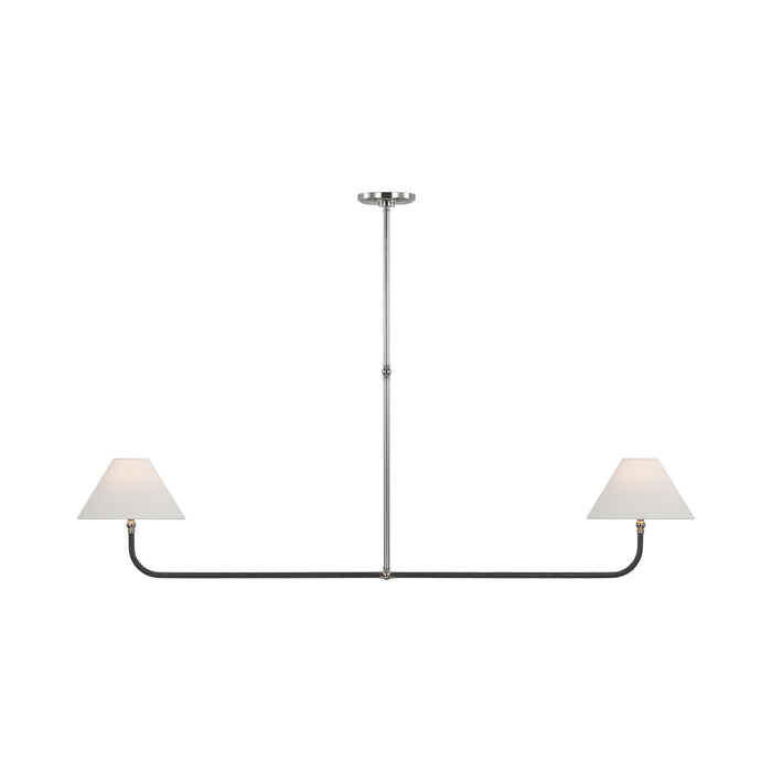 Basden Linear Chandelier in Polished Nickel/Black Rattan.