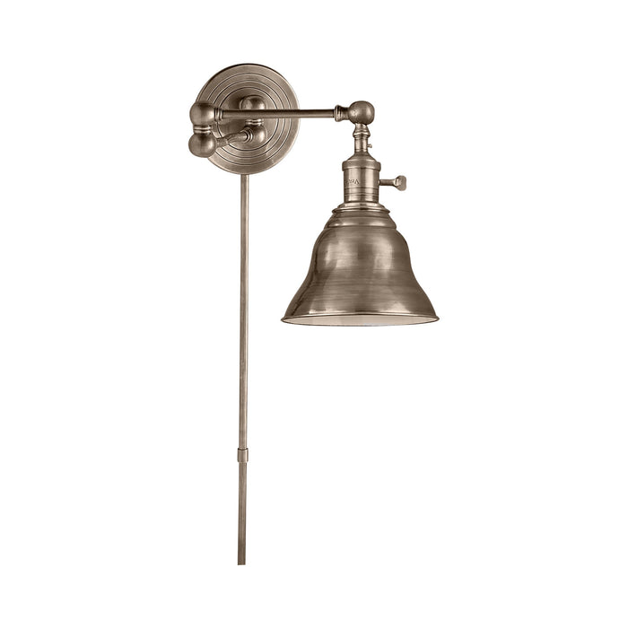 Boston Swing Arm SLE Wall Light in Antique Nickel.