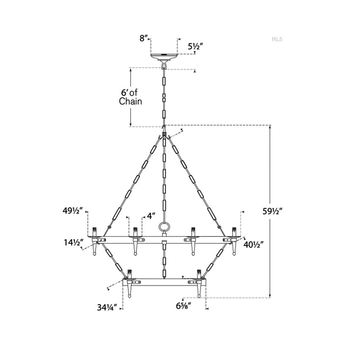 Branson Chandelier - line drawing.