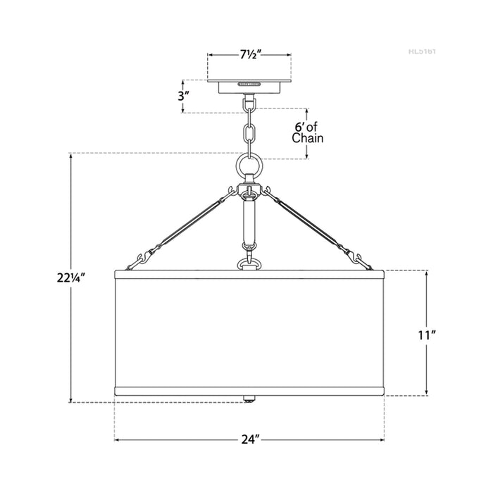 Broomfield Pendant Light - line drawing.