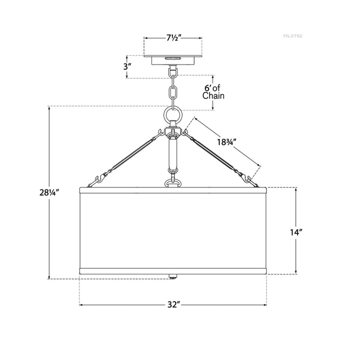 Broomfield Pendant Light - line drawing.