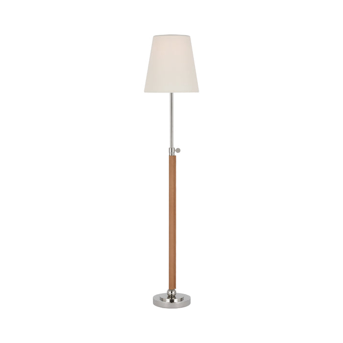 Bryant Table Lamp in Polished Nickel/Natural Leather/Wrapped (6-Inch).