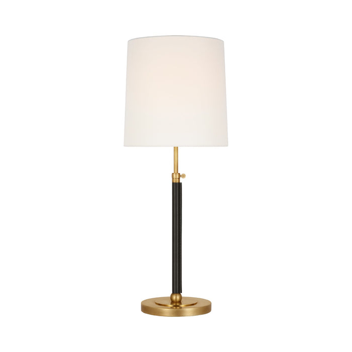 Bryant Table Lamp in Hand-Rubbed Antique Brass/Chocolate Leather/Wrapped (12-Inch).