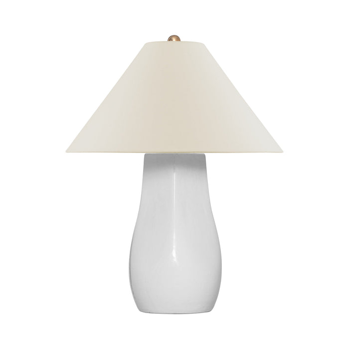 Cabazon Table Lamp in Glossy White Crackle (24.75-Inch).