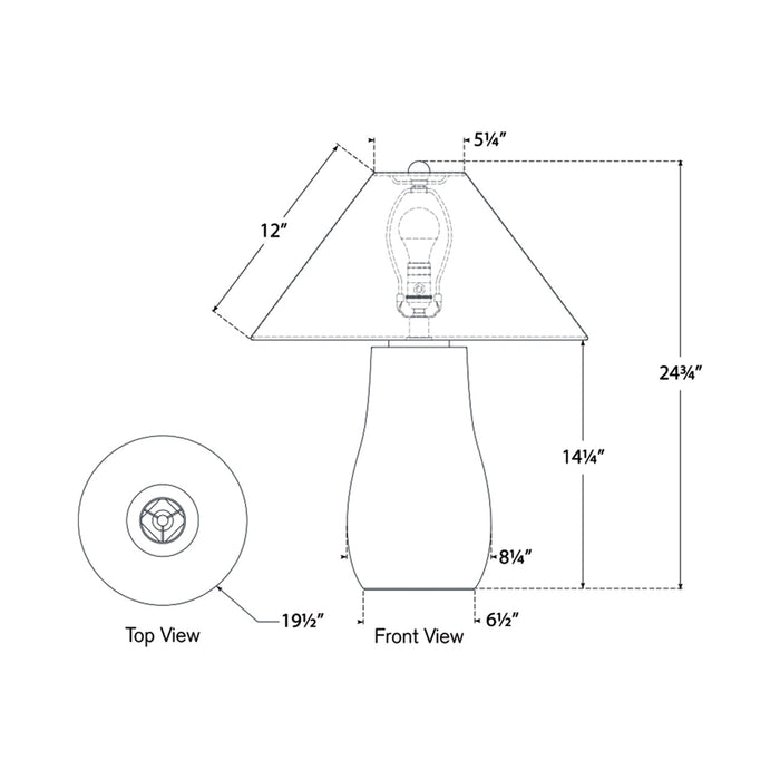 Cabazon Table Lamp - line drawing.