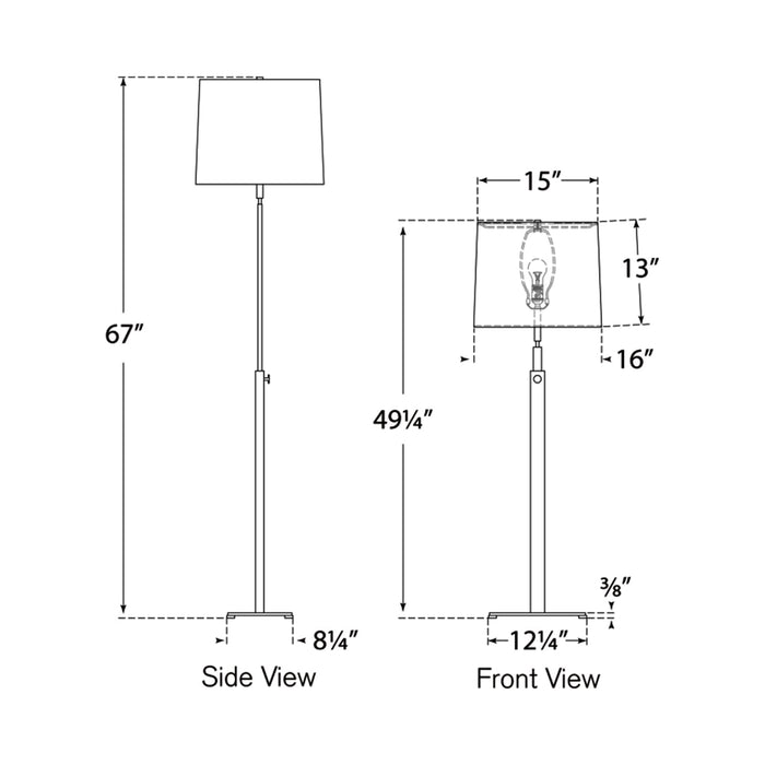 Cadmus Floor Lamp - line drawing.