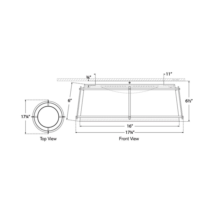 Callaway LED Flush Mount Ceiling Light - line drawing.